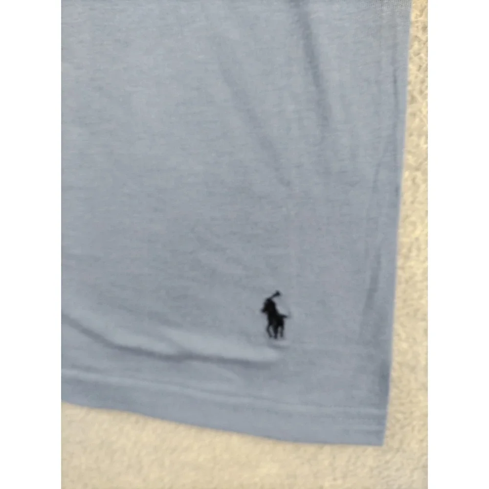 Polo Ralph Lauren Mens Shirt Medium Blue Small Pony Tee V Neck‎ Pullover Preppy